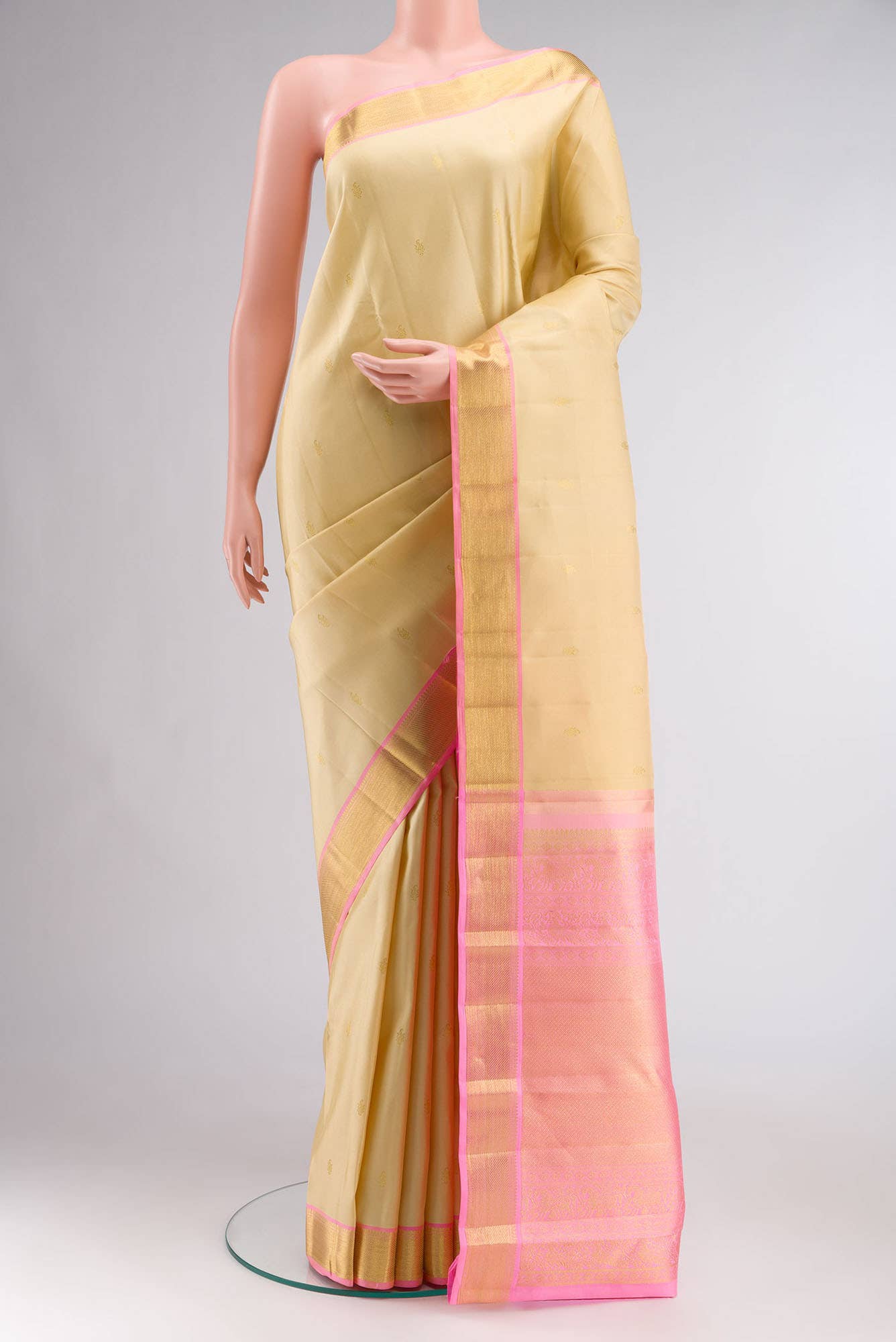 Beige Kanchipuram Silk Saree