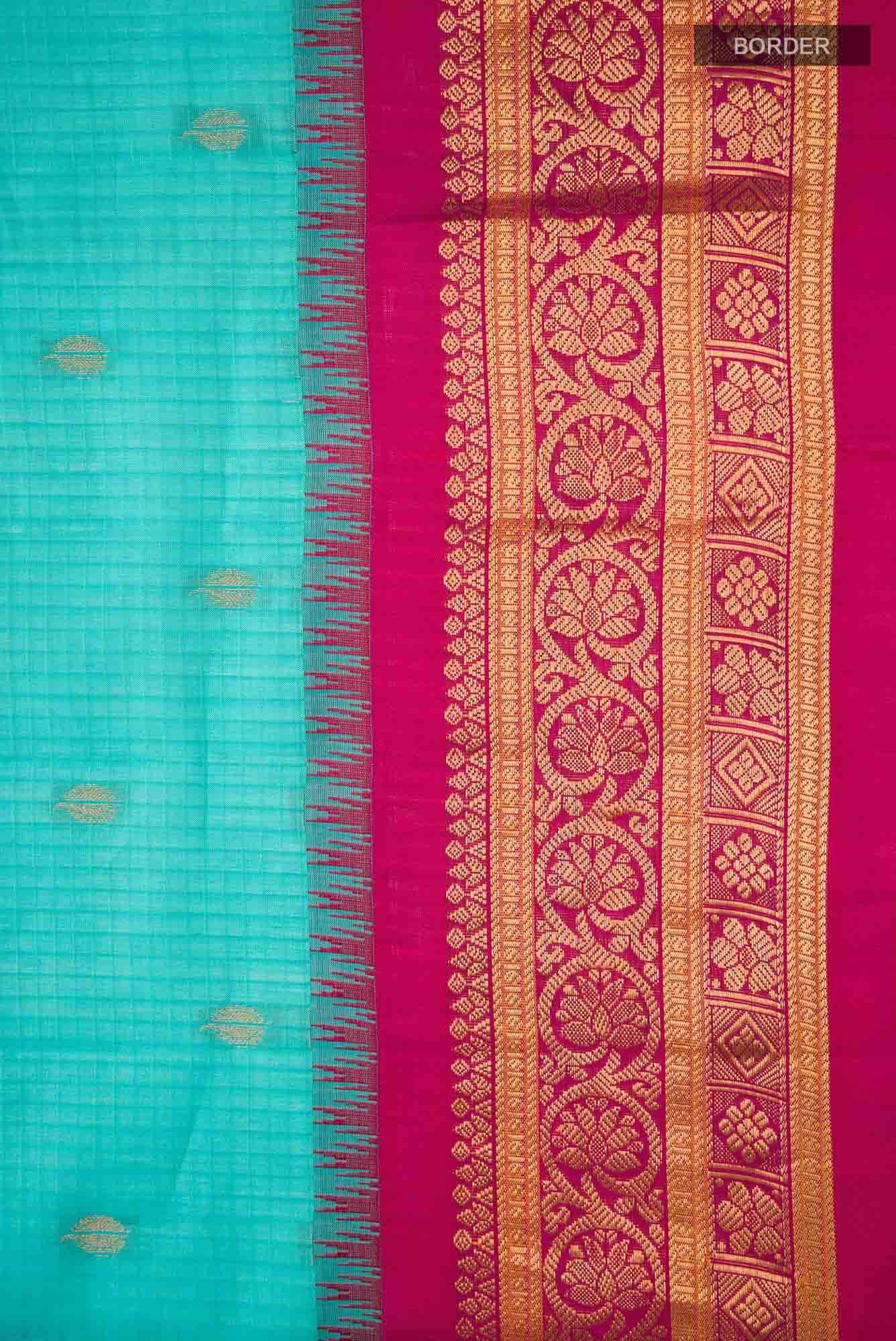 Blue Gadwal Silk Cotton Saree