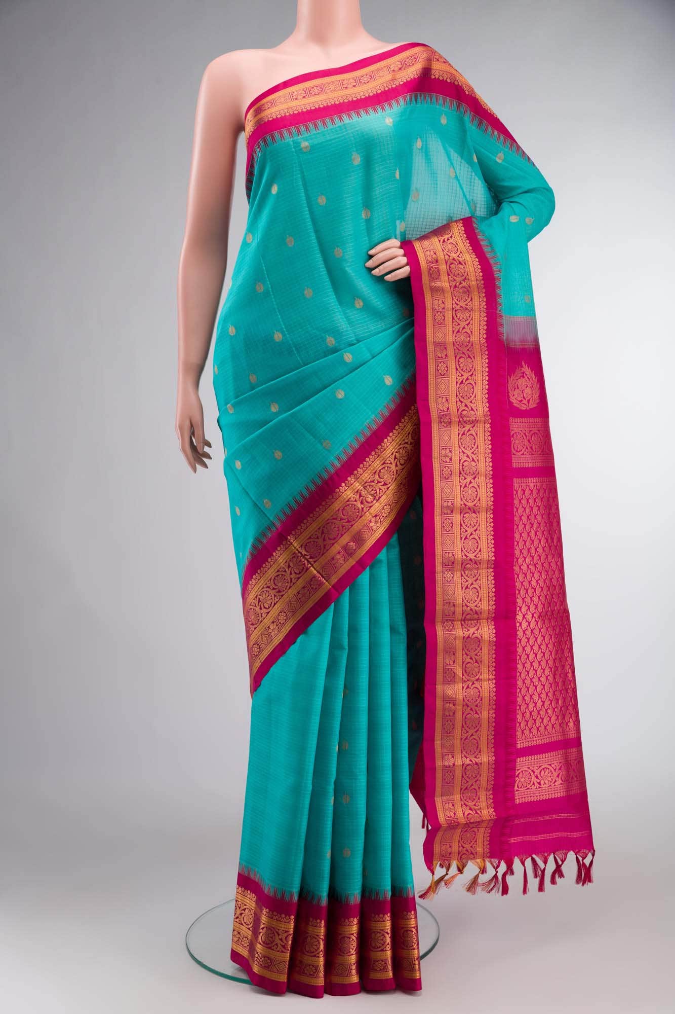 Blue Gadwal Silk Cotton Saree