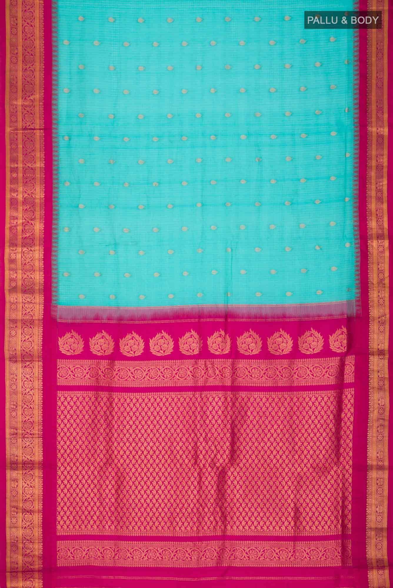 Blue Gadwal Silk Cotton Saree