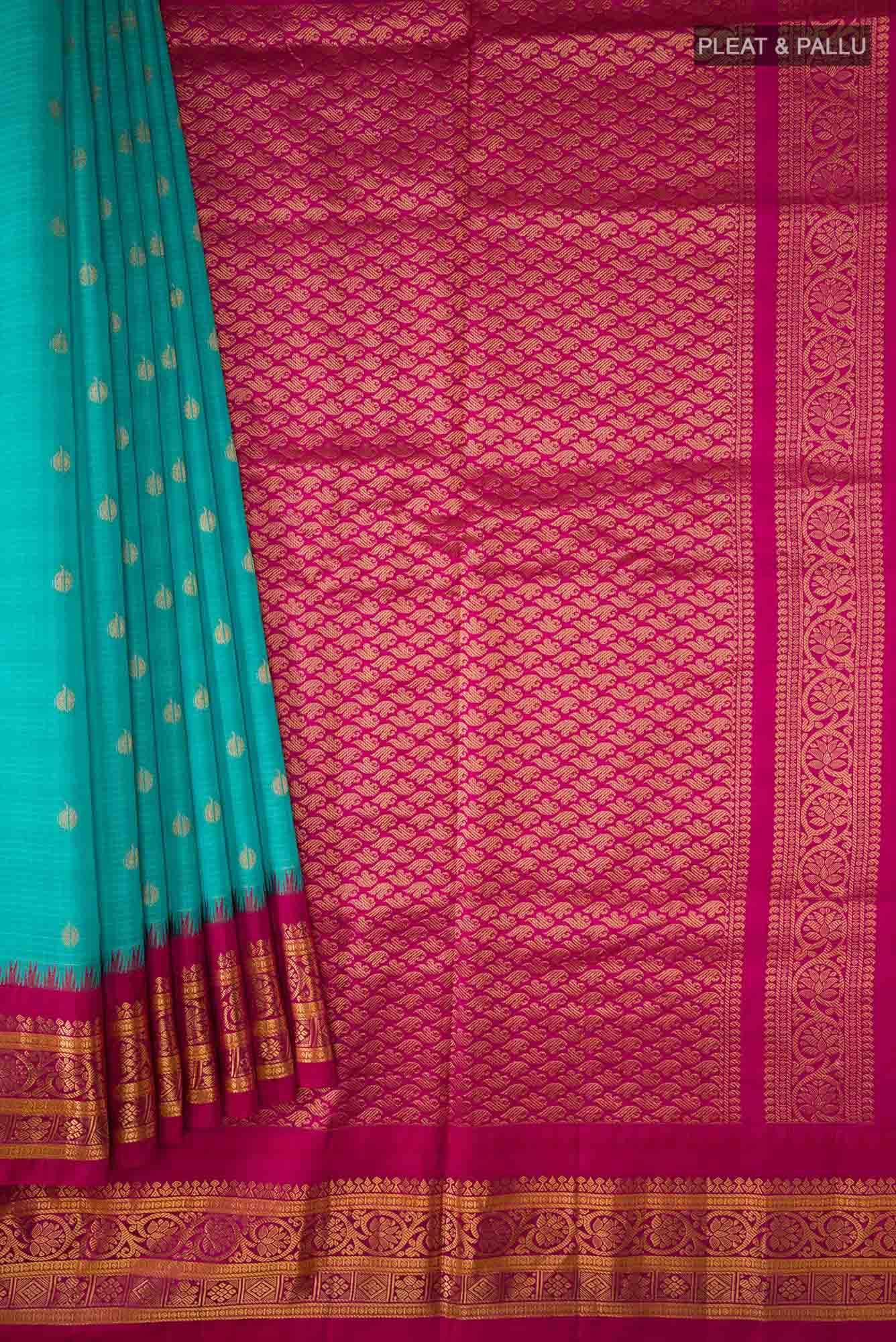 Blue Gadwal Silk Cotton Saree