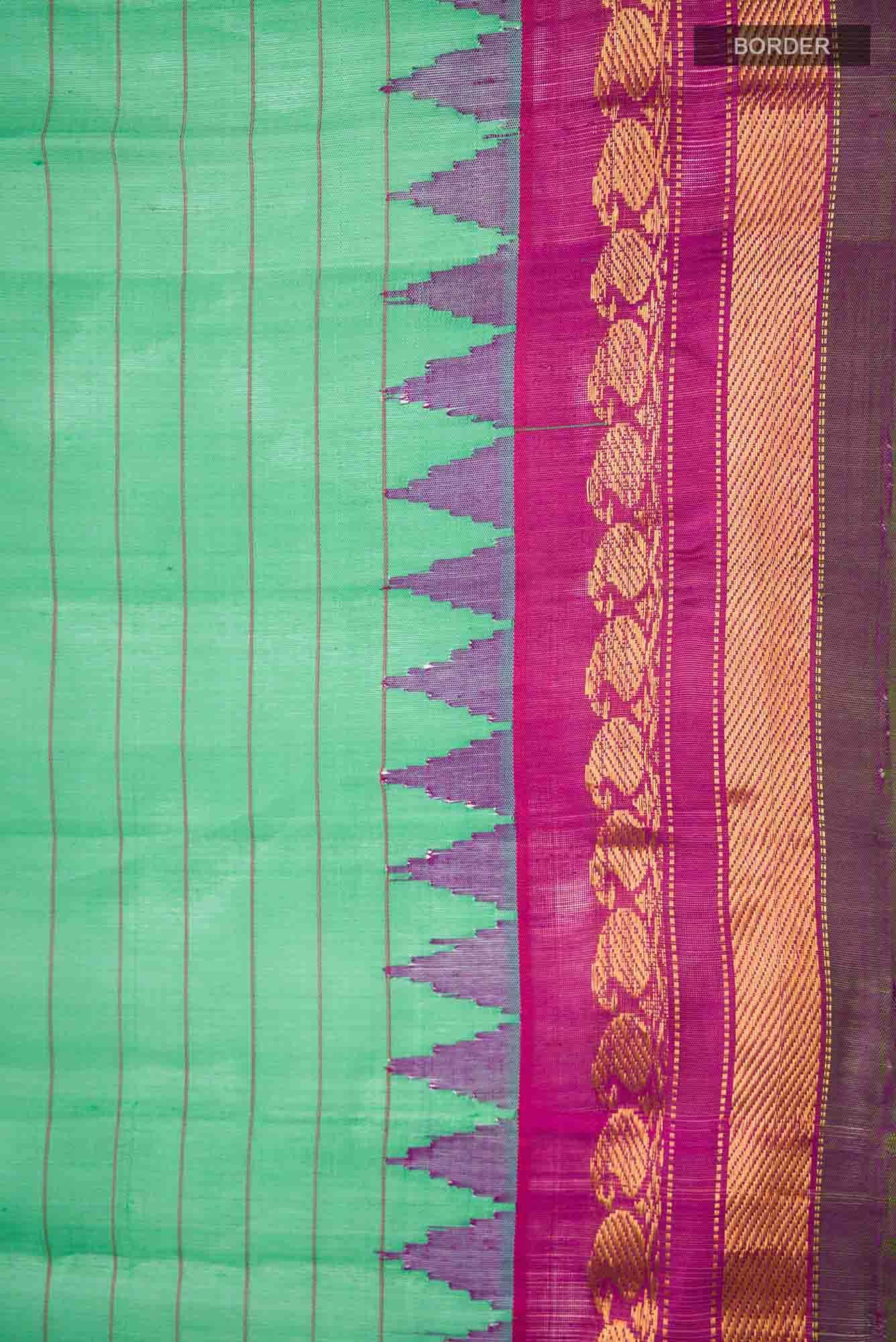 Green Gadwal Silk Cotton Saree