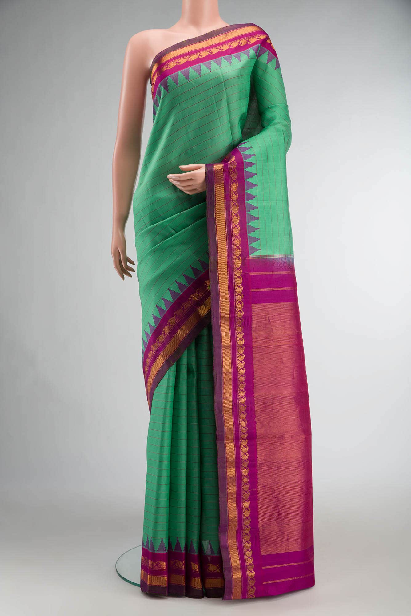 Green Gadwal Silk Cotton Saree