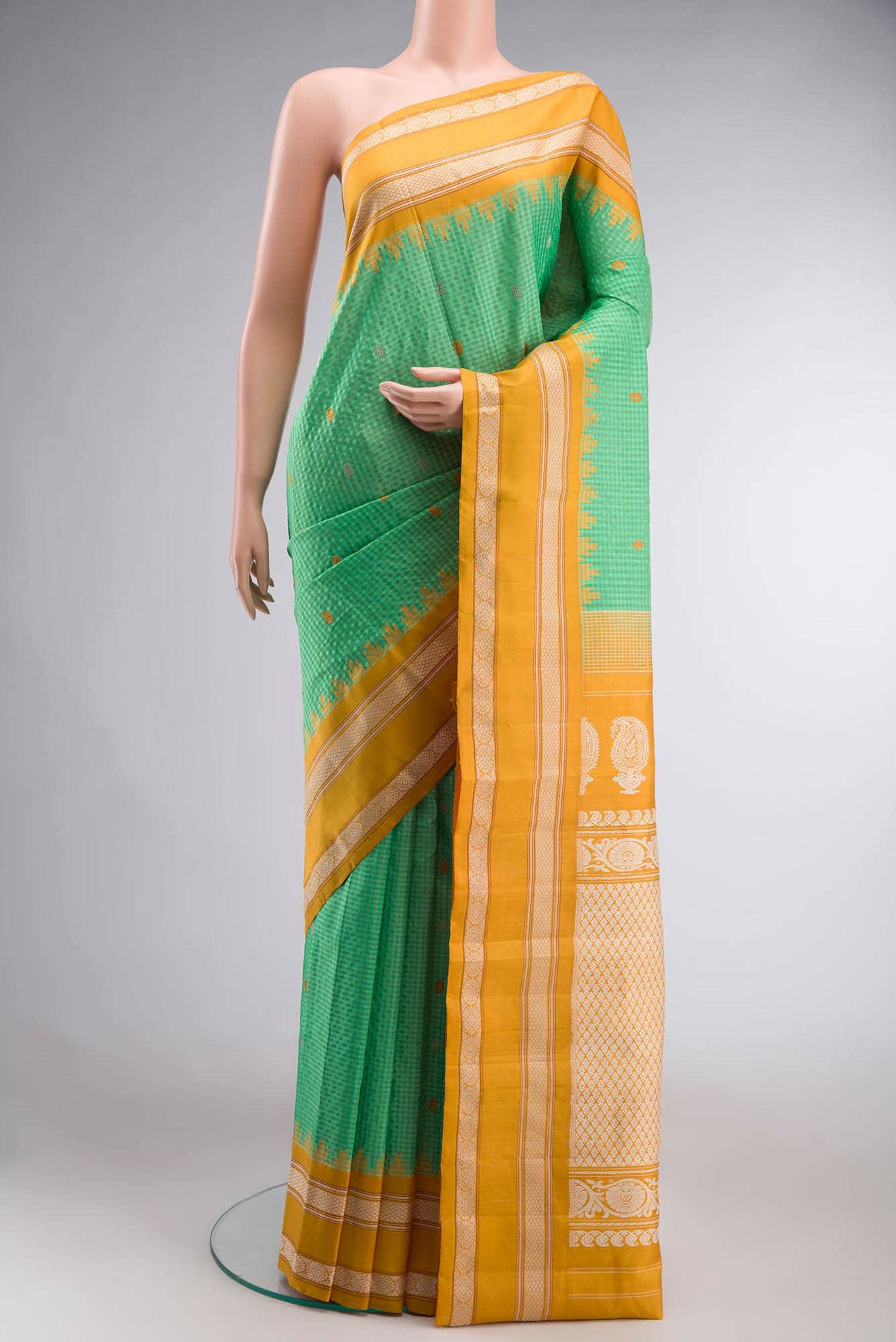 Green Gadwal Silk Cotton Saree