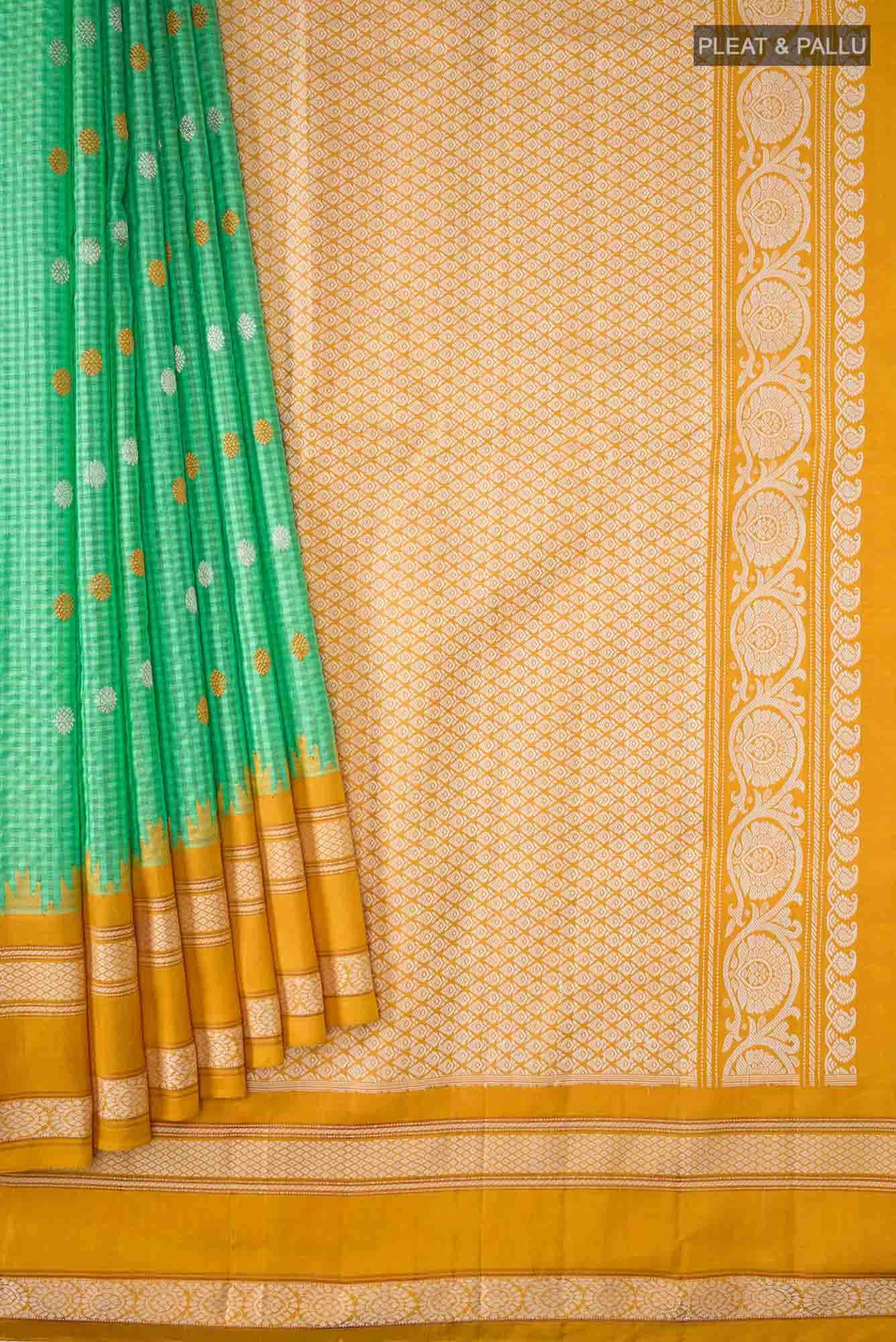 Green Gadwal Silk Cotton Saree