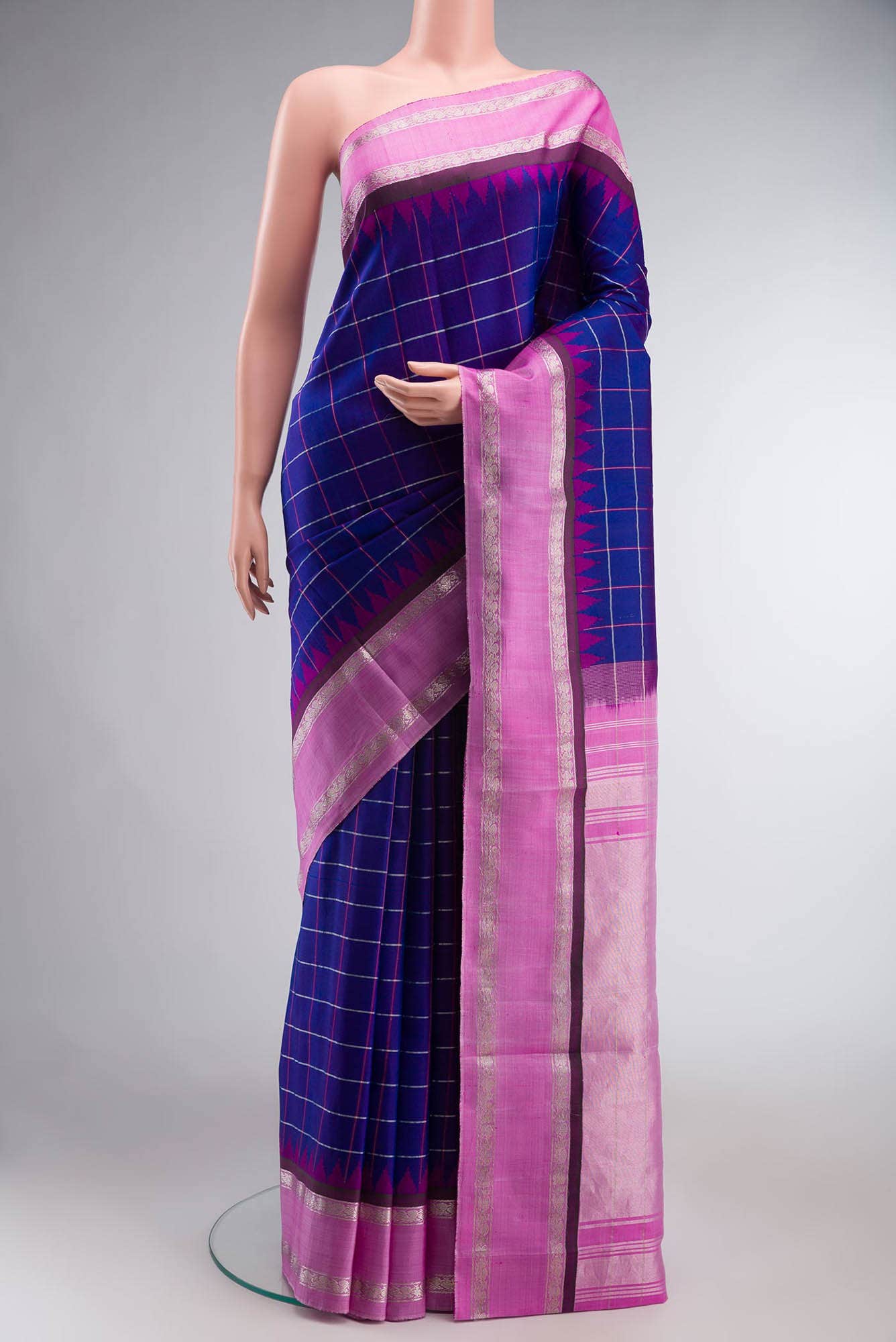 Navy Blue Gadwal Silk Saree