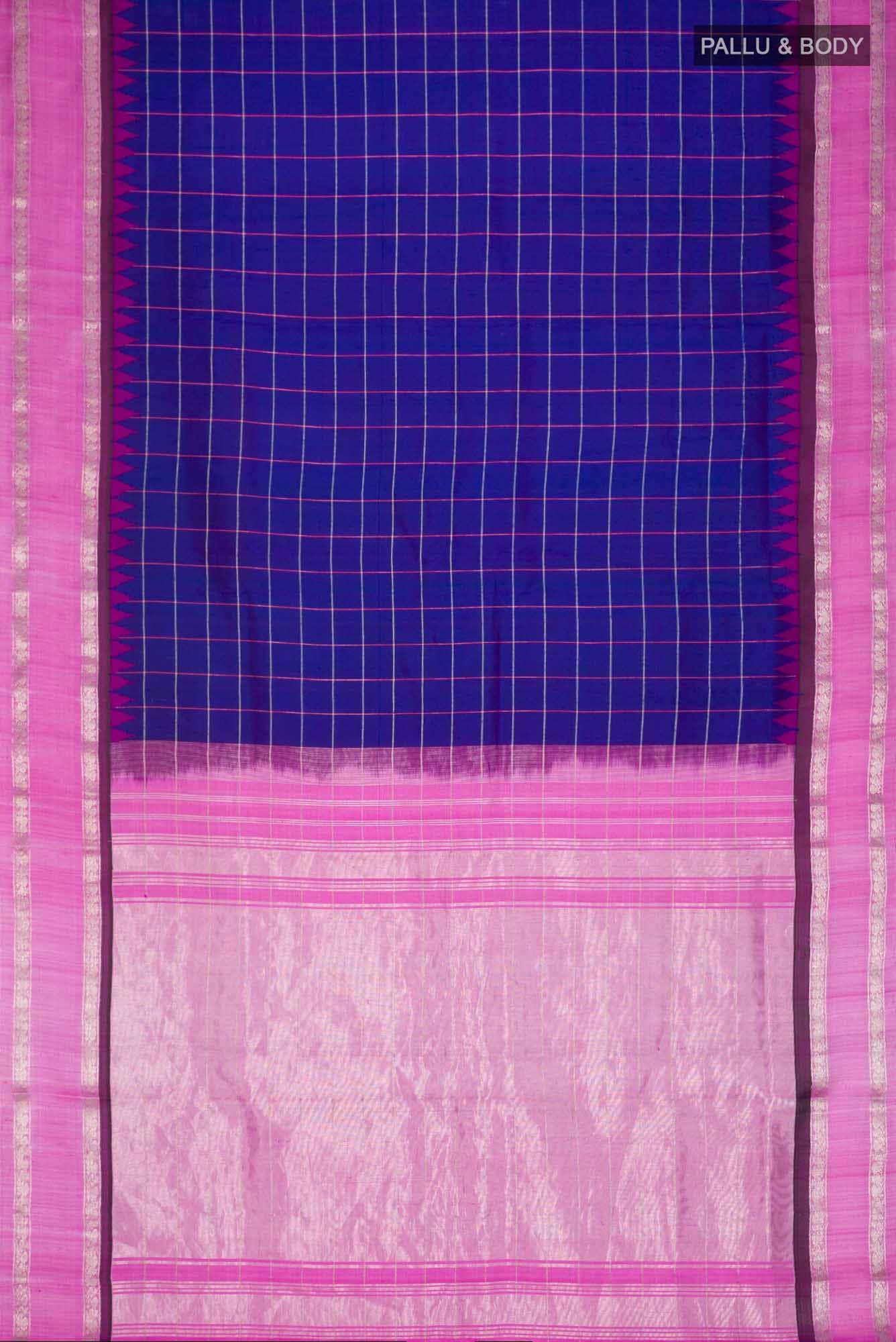 Navy Blue Gadwal Silk Saree