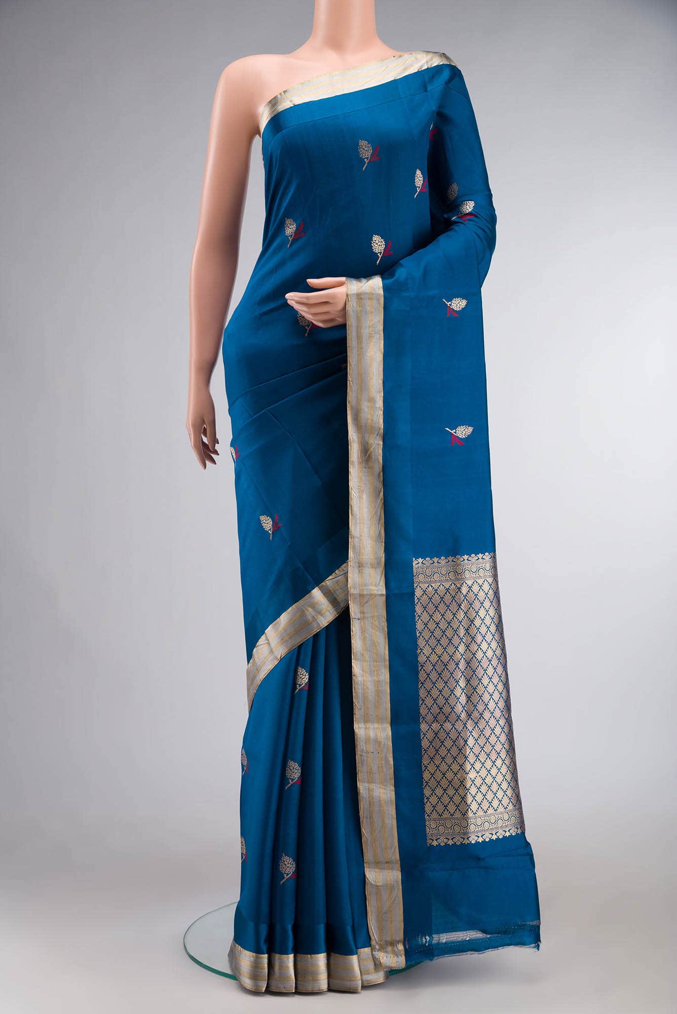 Blue Banarasi Katan Silk Saree