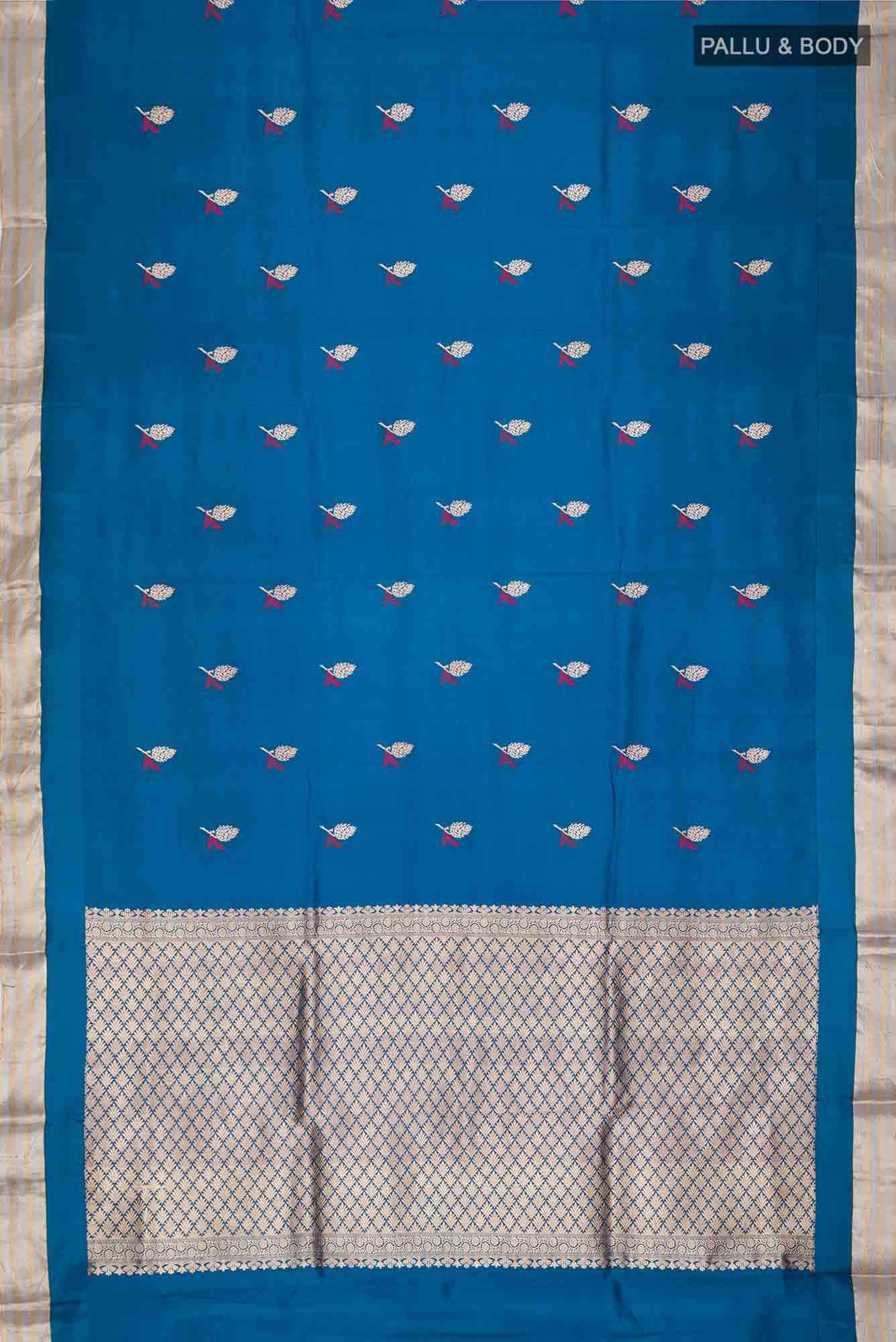 Blue Banarasi Katan Silk Saree
