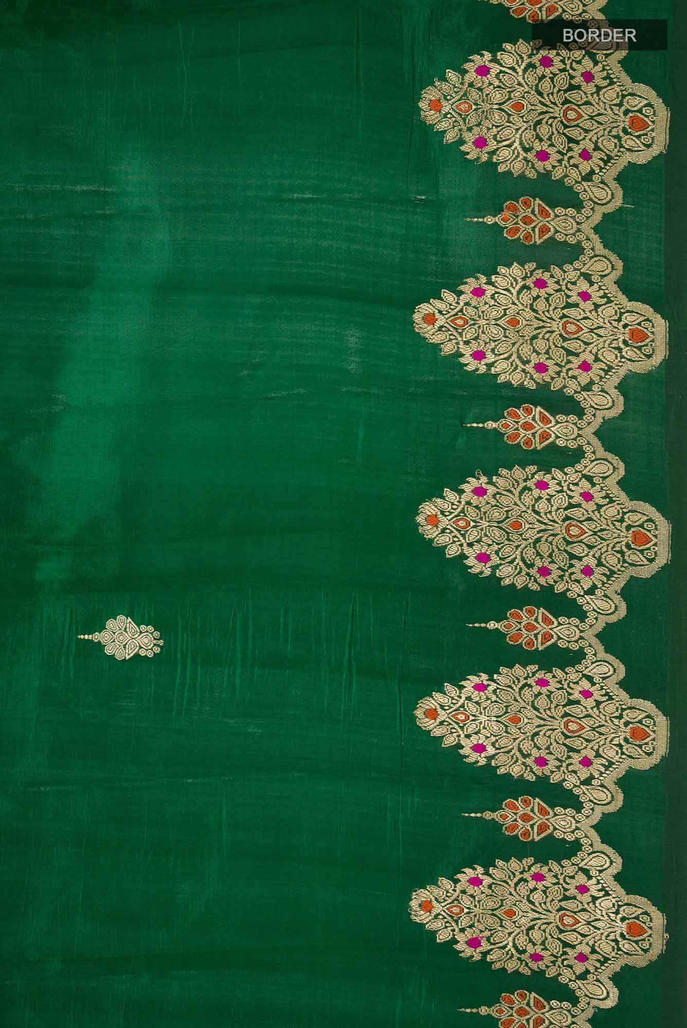 Green Banarasi Raw Silk Saree