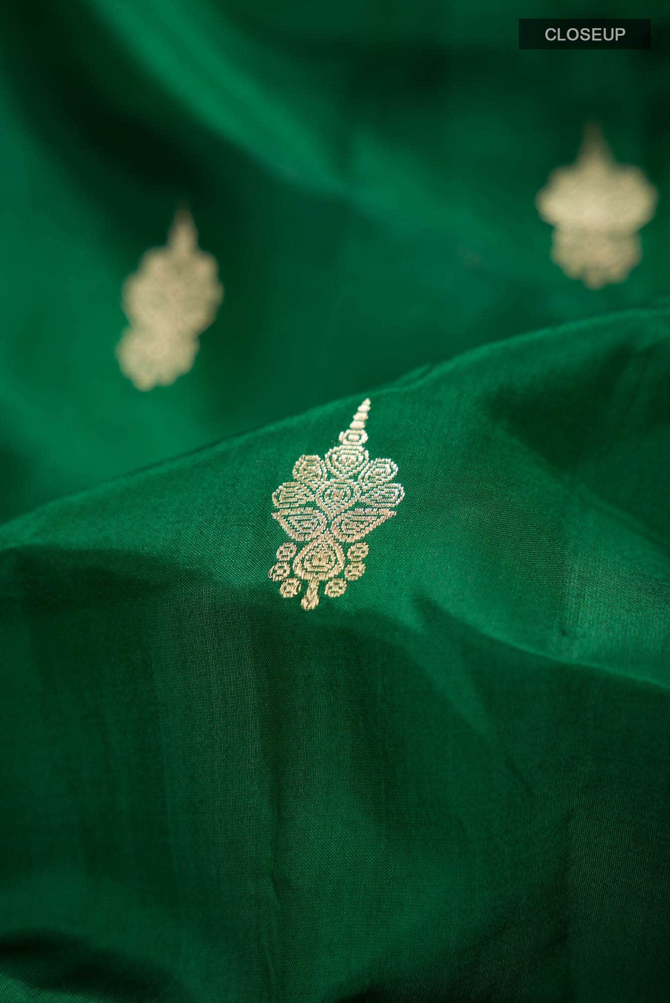 Green Banarasi Raw Silk Saree