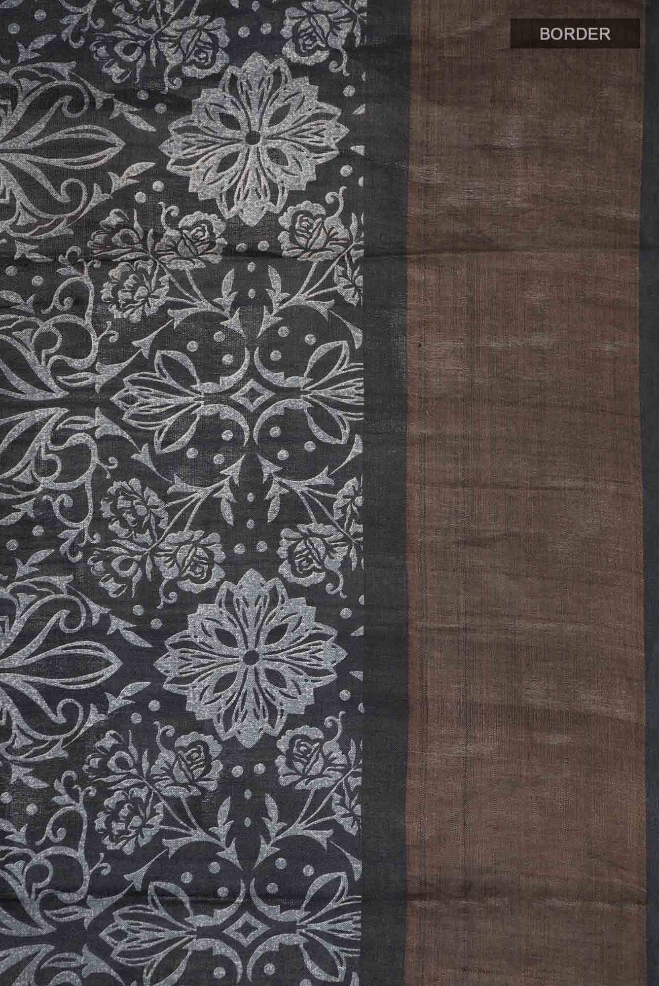 Black Bhagalpuri Tussar Silk Saree