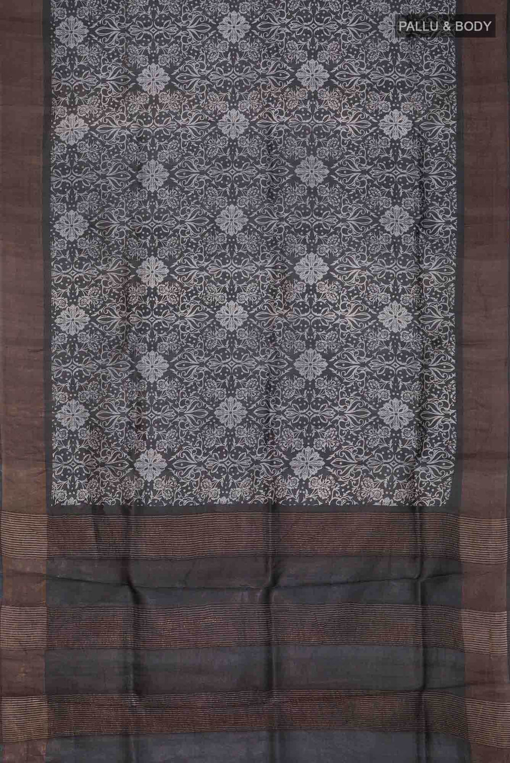 Black Bhagalpuri Tussar Silk Saree
