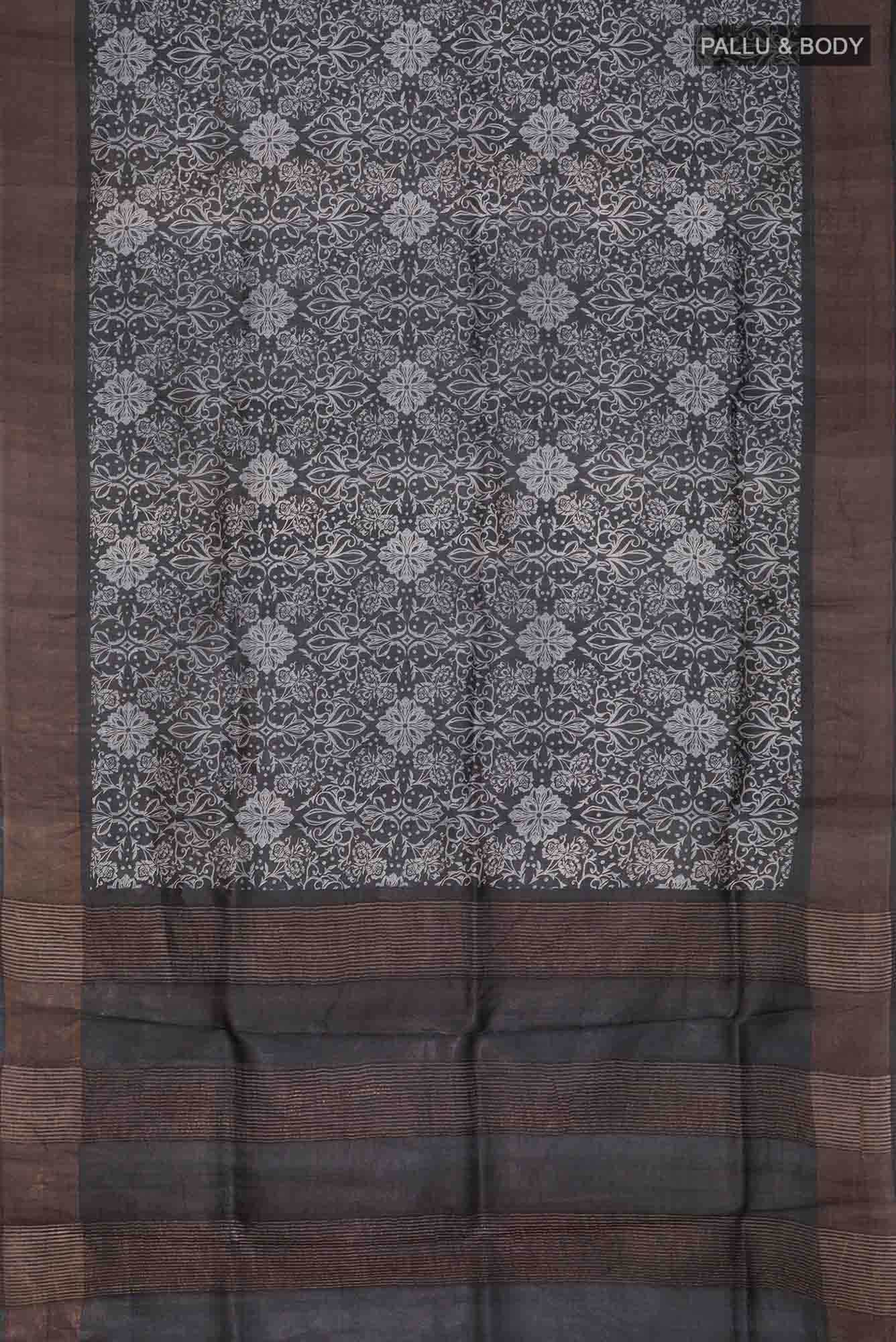 Black Bhagalpuri Tussar Silk Saree