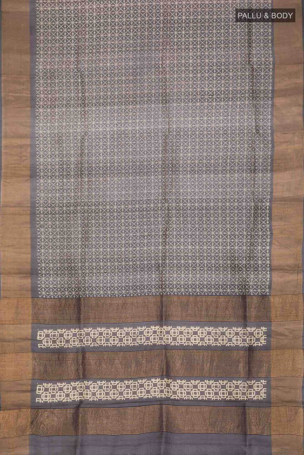 Grey Bhagalpuri Tussar Silk Saree