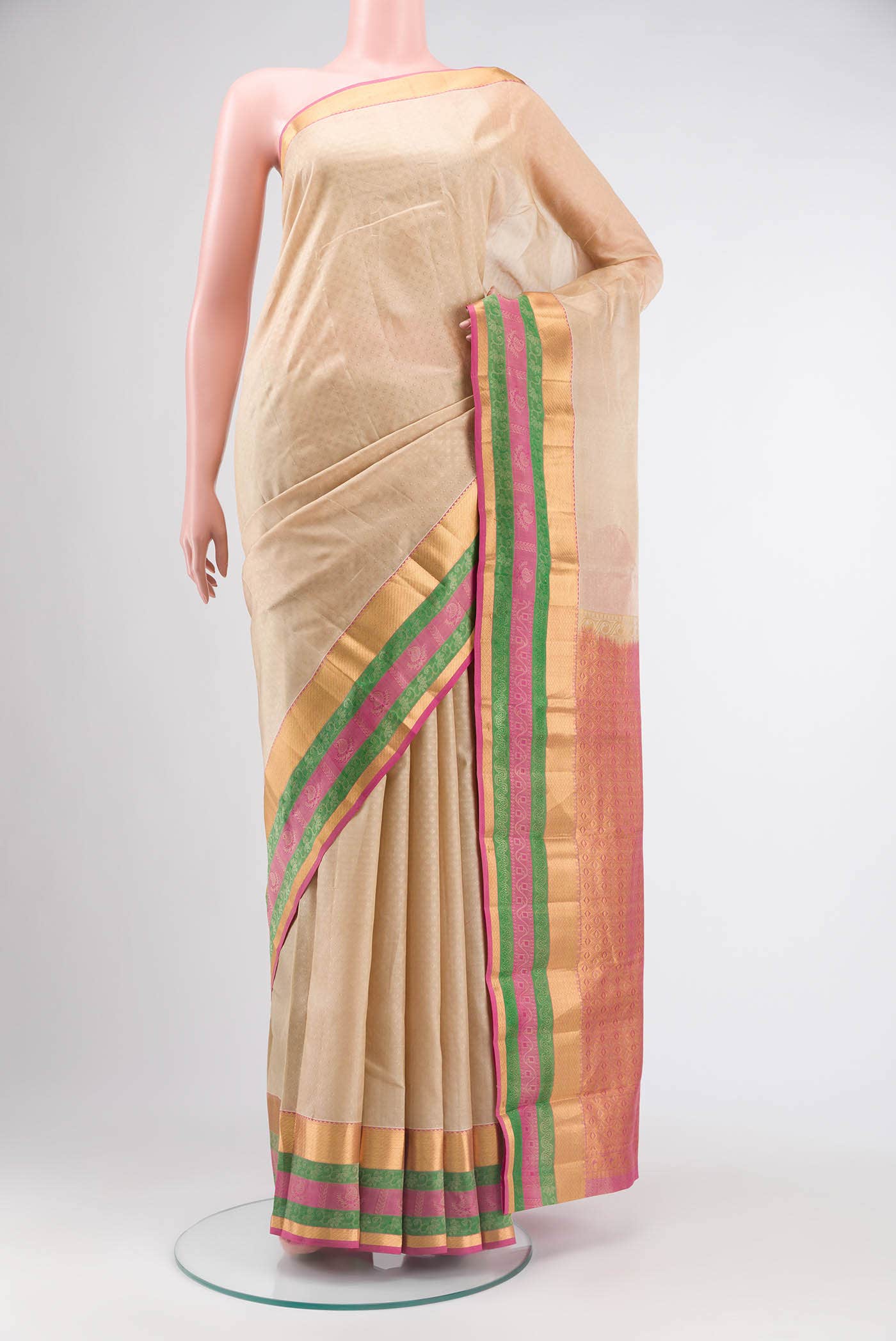 Beige Kanchipuram Silk Saree