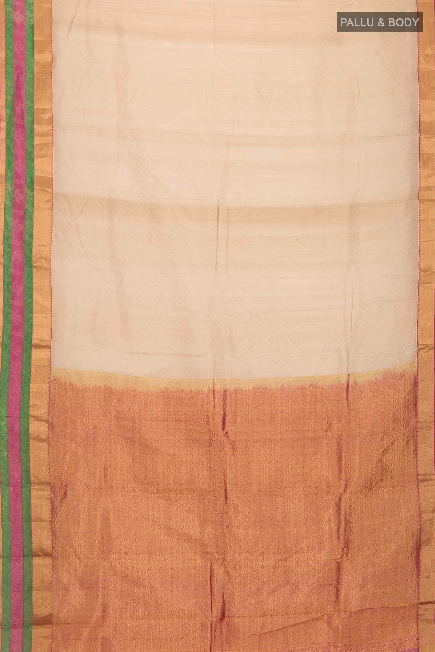 Beige Kanchipuram Silk Saree