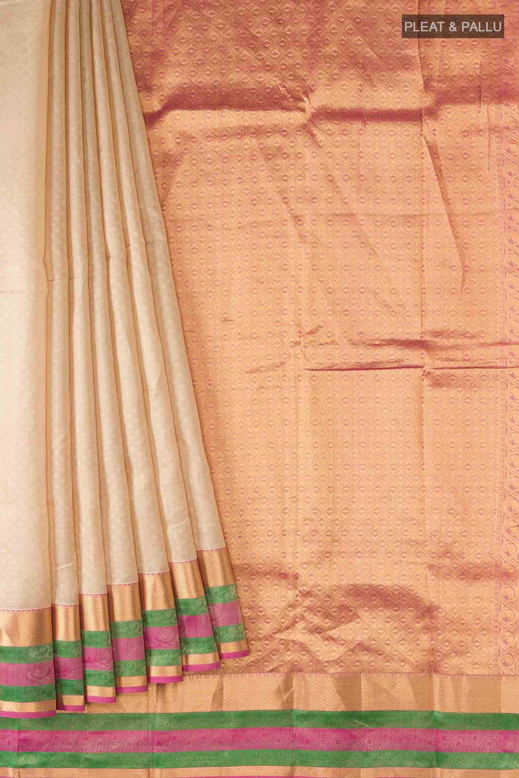 Beige Kanchipuram Silk Saree