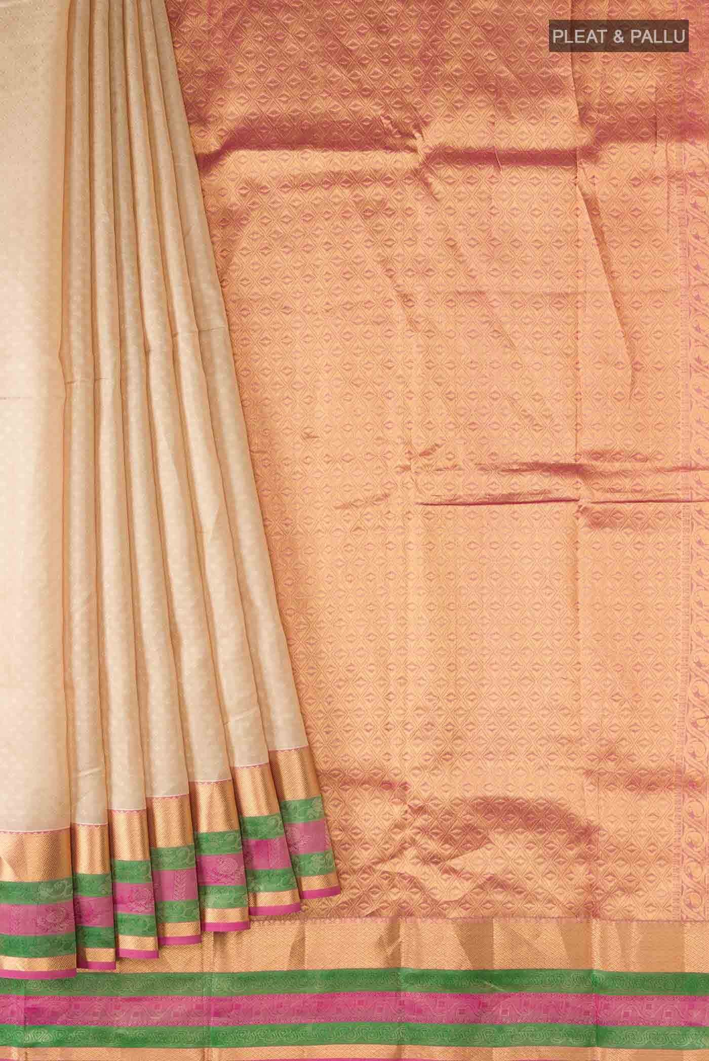 Beige Kanchipuram Silk Saree