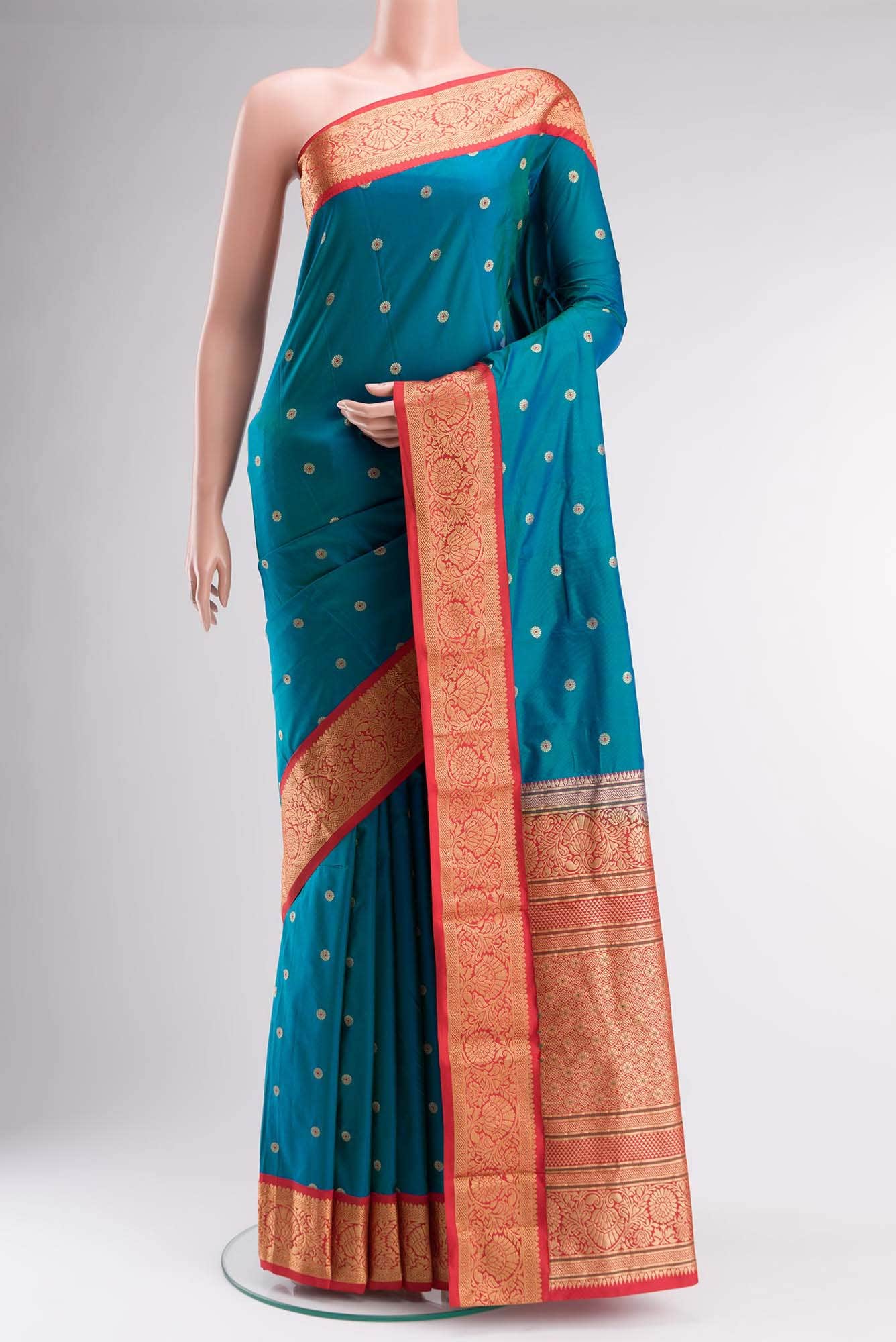 Blue Blended Bangalore Silk Saree