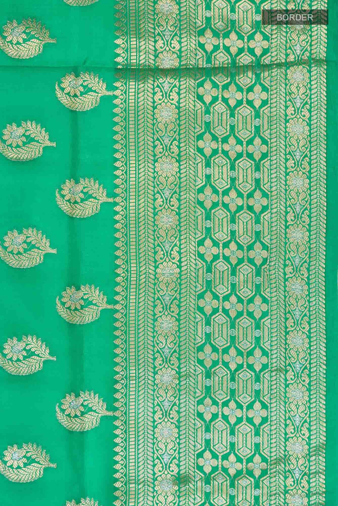 Green Banarasi Raw Silk Saree