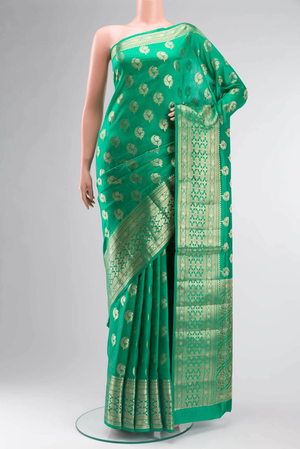 Green Banarasi Raw Silk Saree