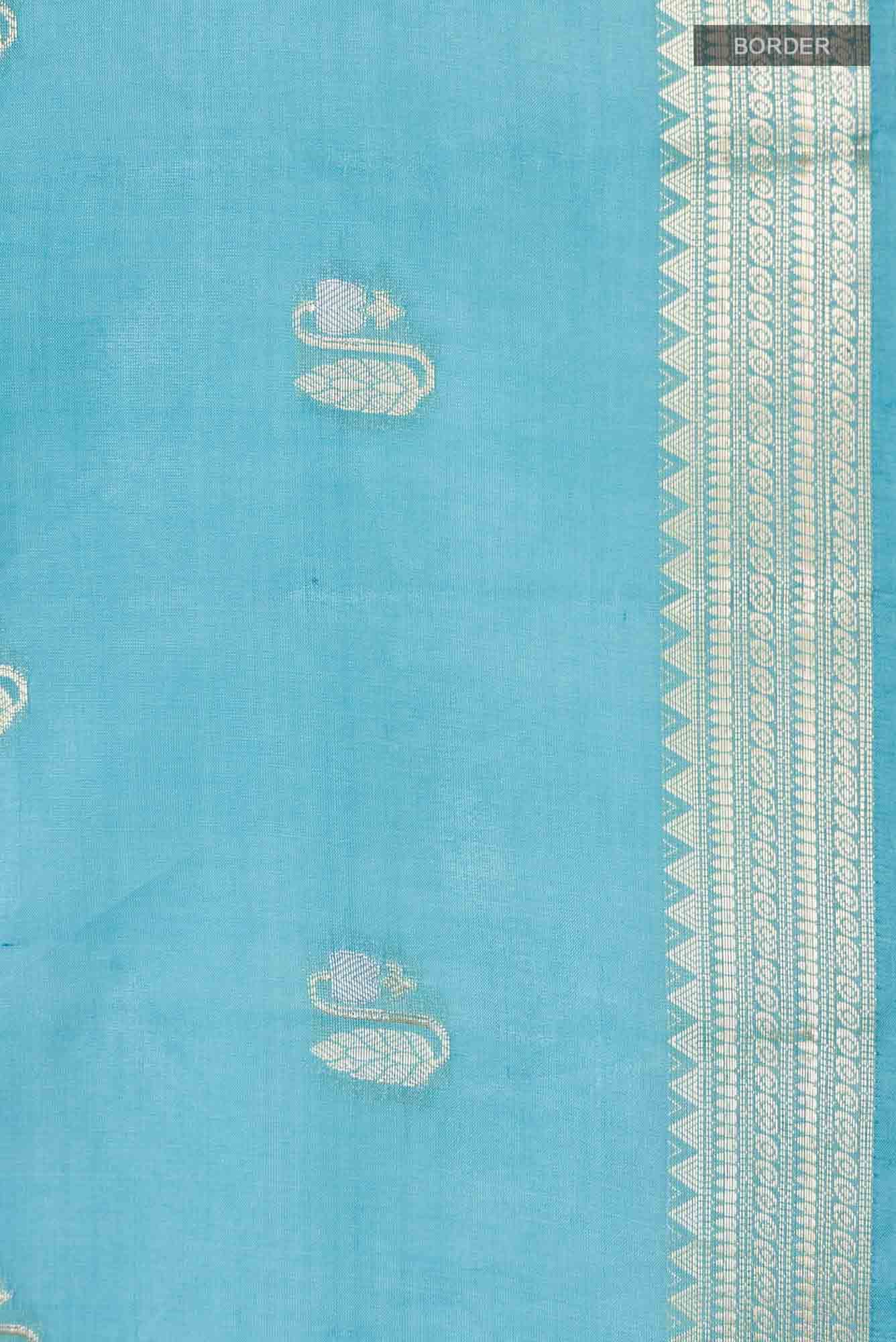Blue Banarasi Raw Silk Saree