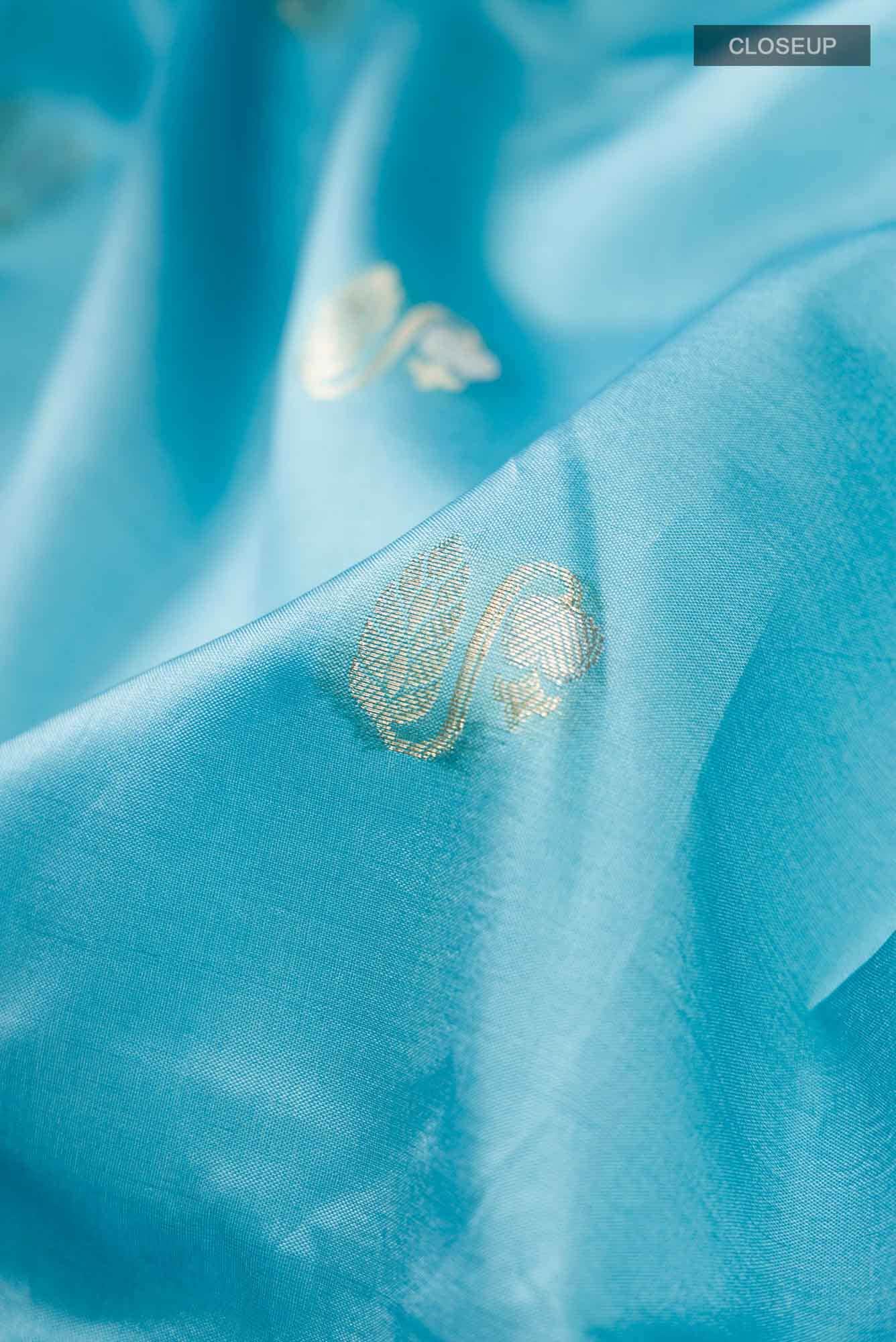 Blue Banarasi Raw Silk Saree
