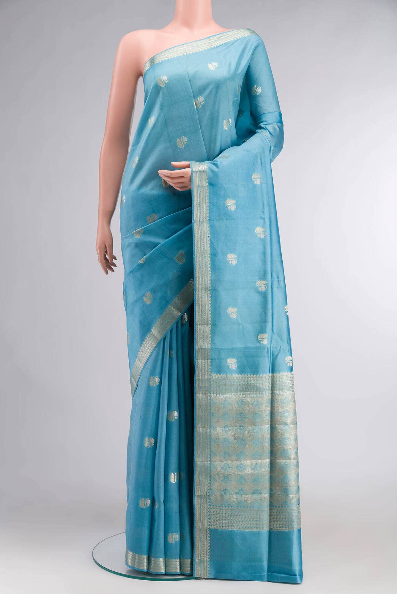 Blue Banarasi Raw Silk Saree