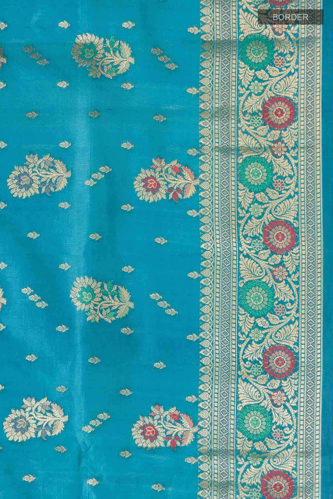 Blue Banarasi Raw Silk Saree