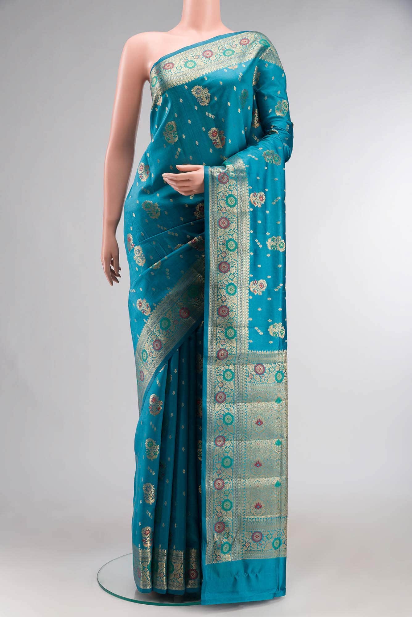 Blue Banarasi Raw Silk Saree