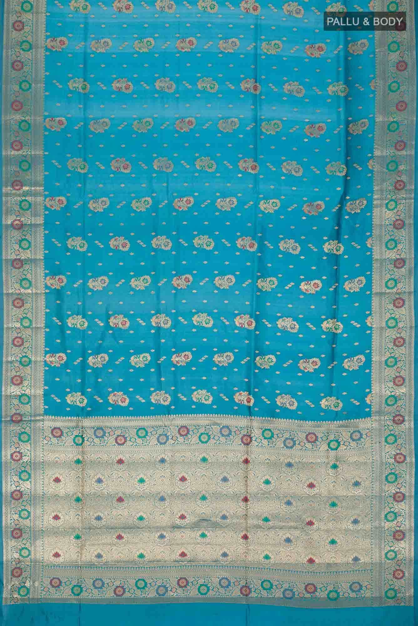Blue Banarasi Raw Silk Saree