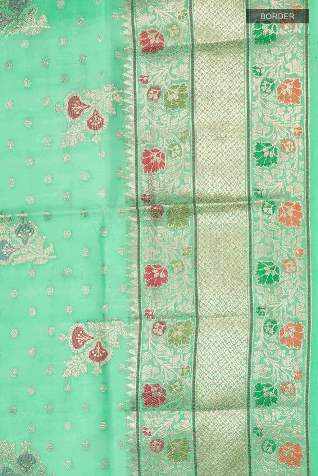Green Banarasi Raw Silk Saree