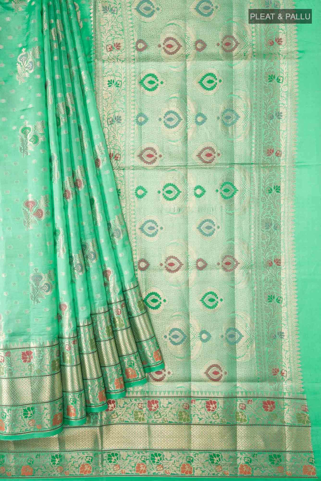 Green Banarasi Raw Silk Saree