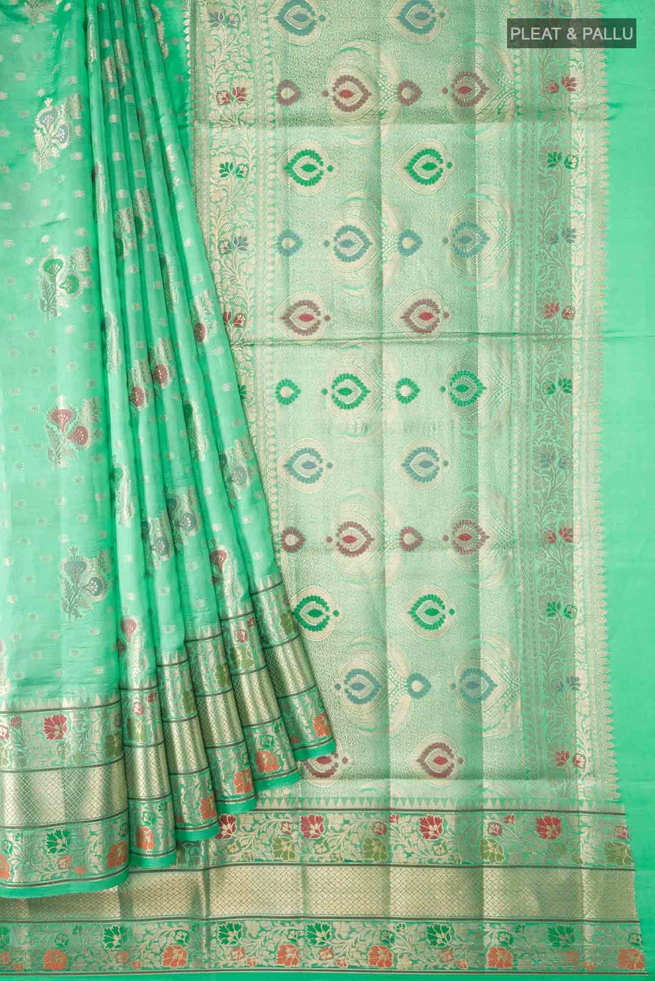 Green Banarasi Raw Silk Saree