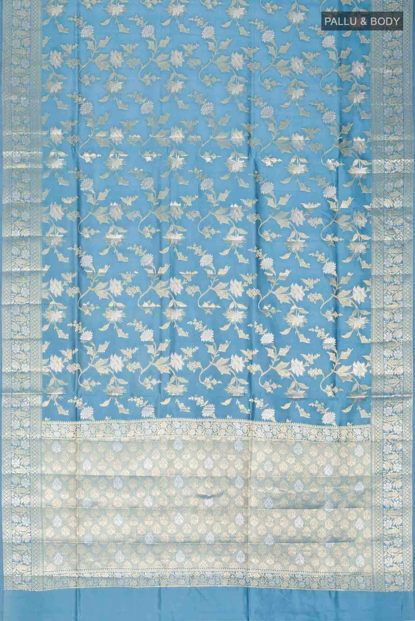 Blue Banarasi Raw Silk Saree