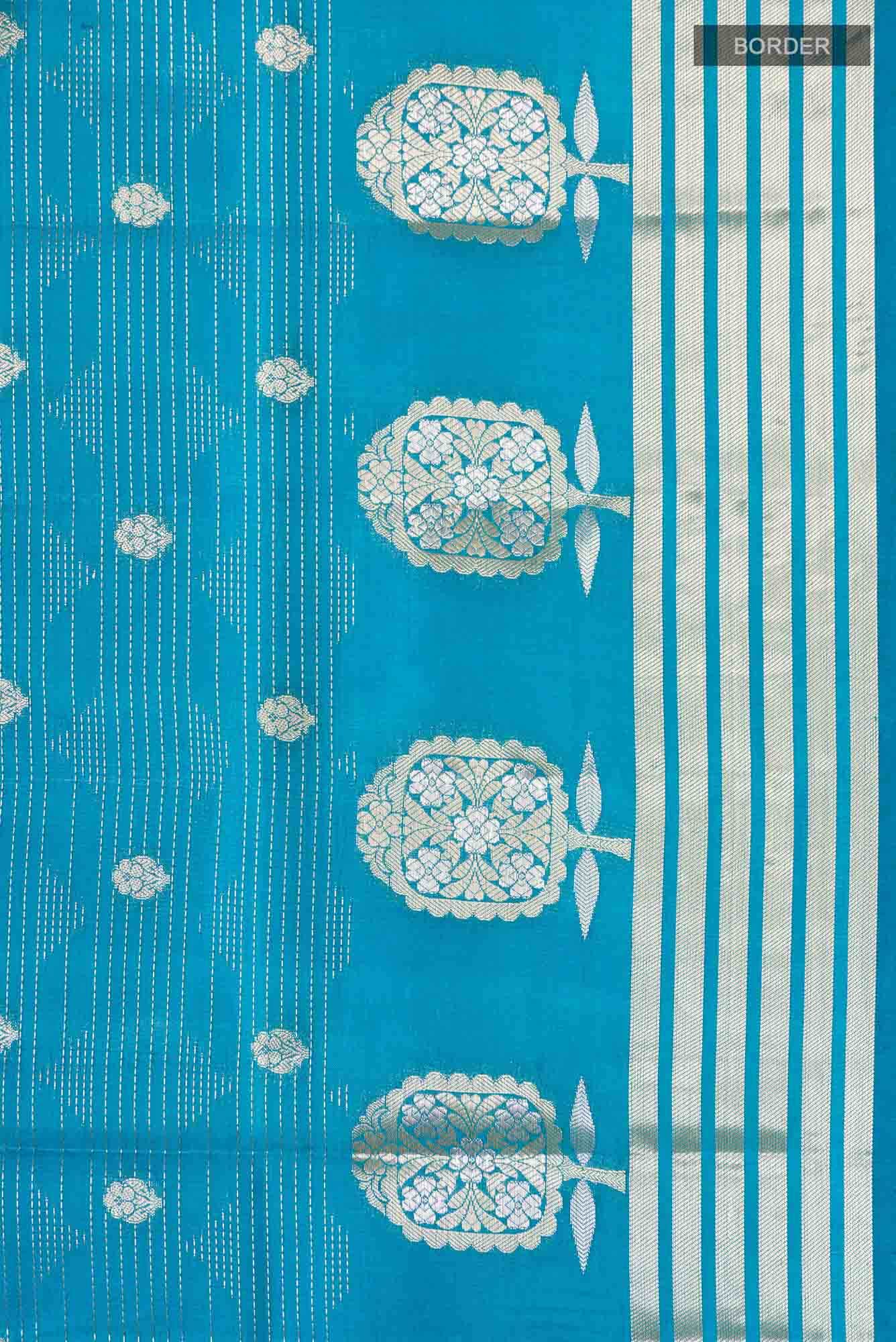 Blue Banarasi Raw Silk Saree