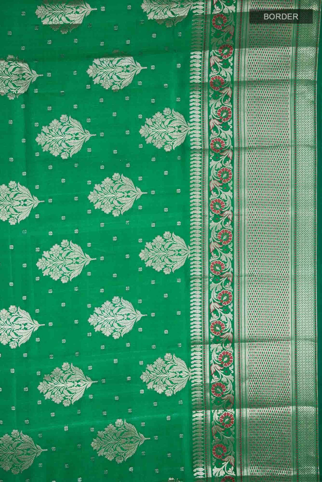 Green Banarasi Raw Silk Saree