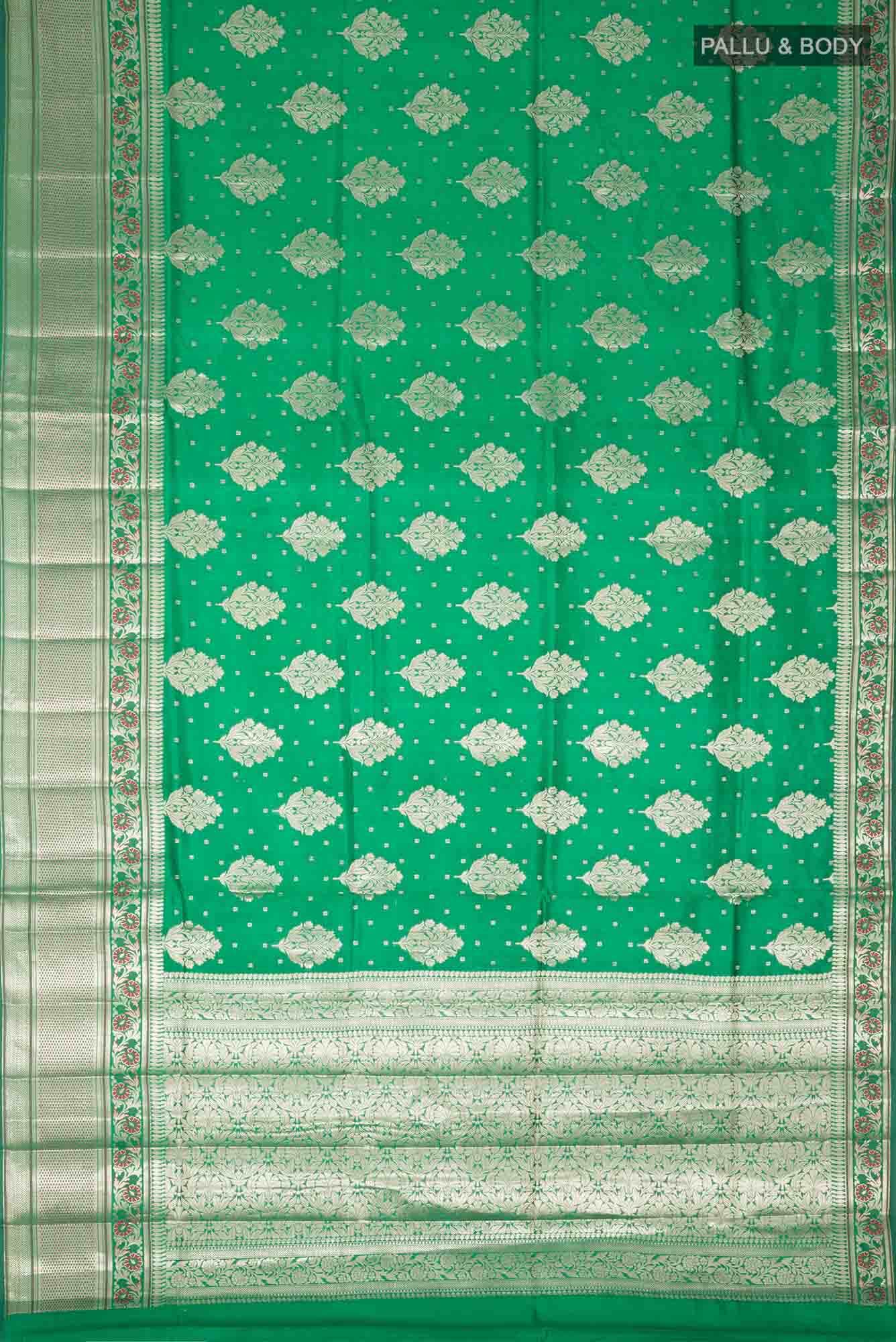 Green Banarasi Raw Silk Saree