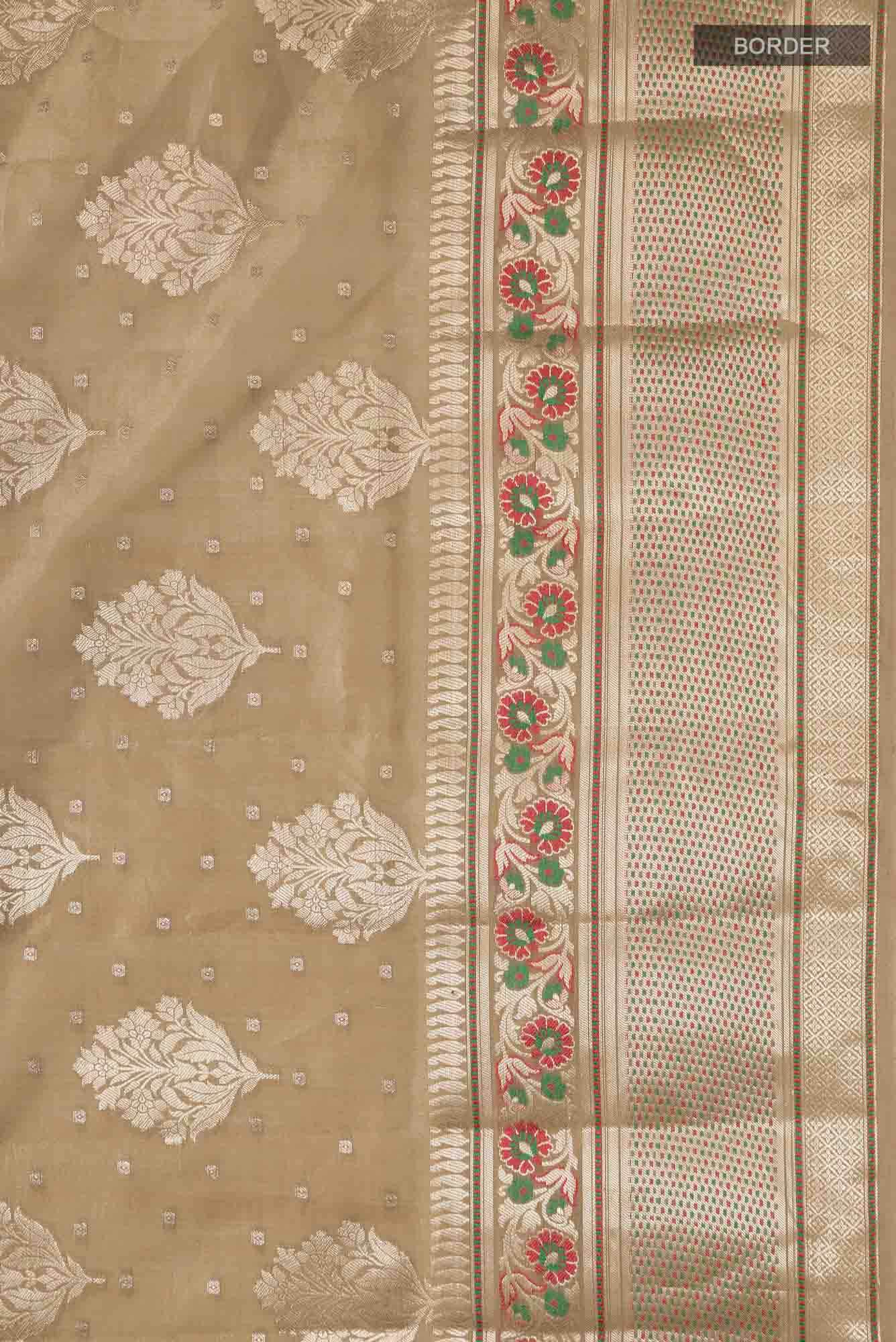 Beige Banarasi Raw Silk Saree