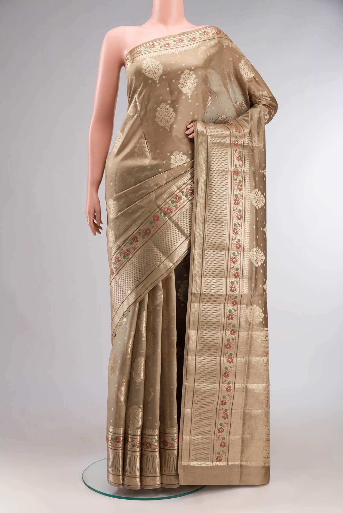Beige Banarasi Raw Silk Saree