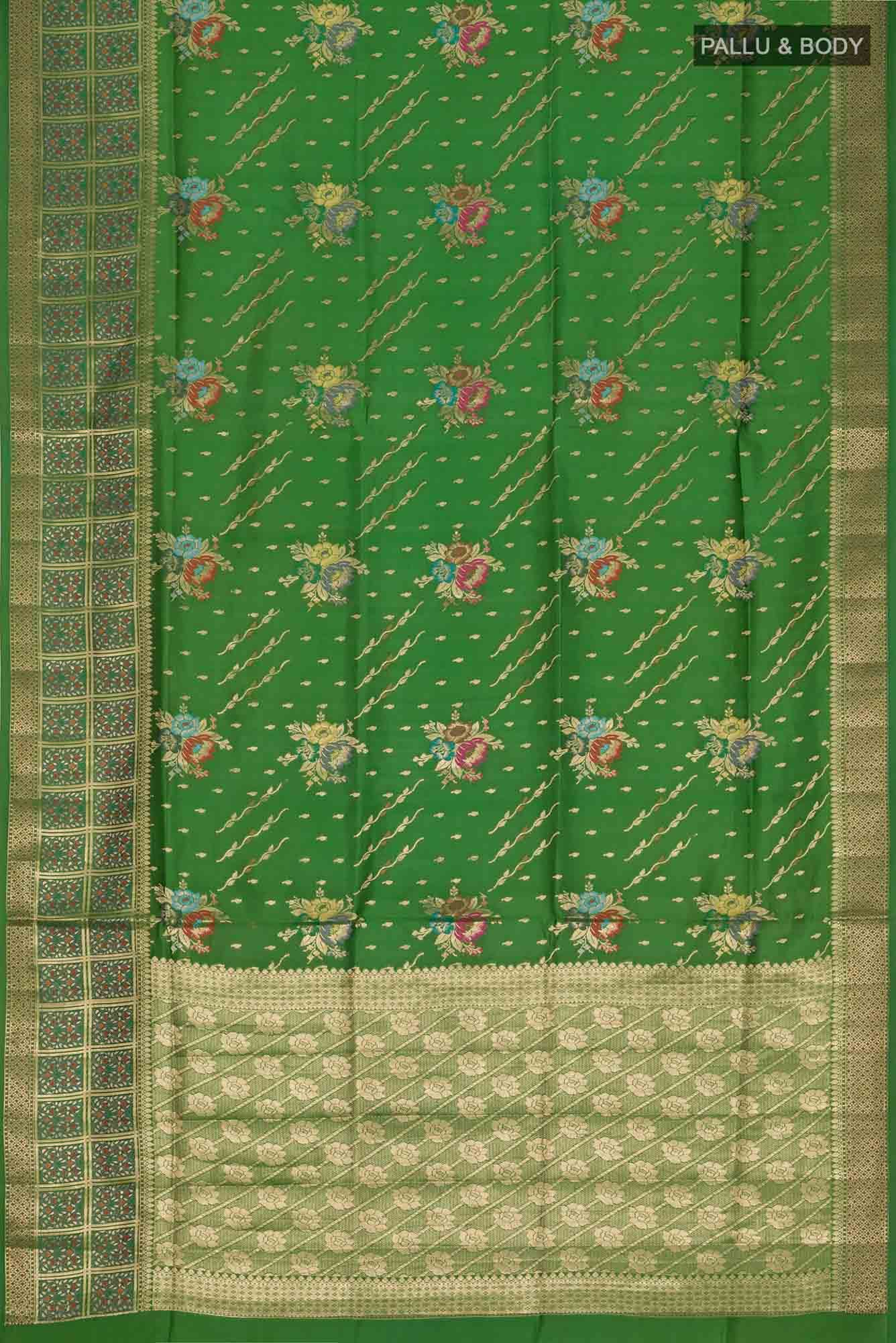 Green Banarasi Raw Silk Saree