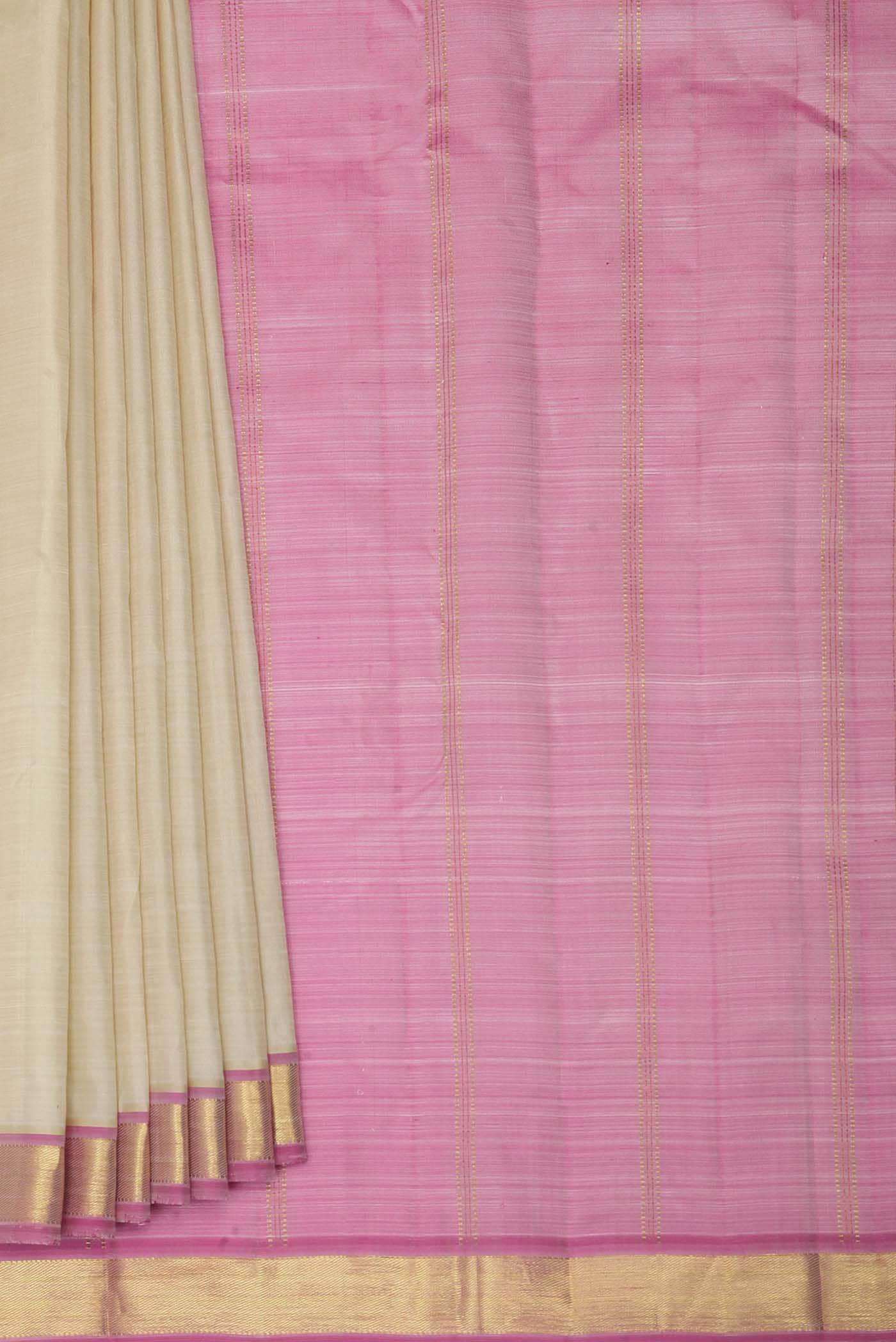 Cream Kanchipuram Silk Saree