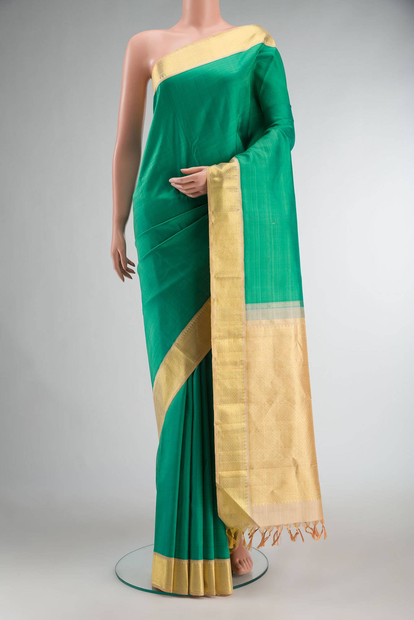 Pure Silk Pure Zari Green Kanchipuram Saree