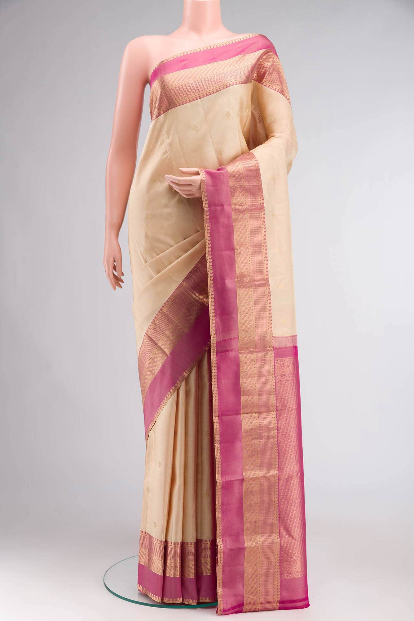 Beige Kanchipuram Silk Saree