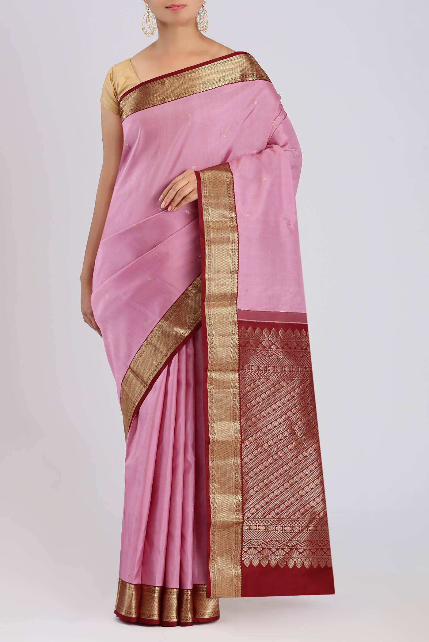 Pink Kanchipuram Silk Saree