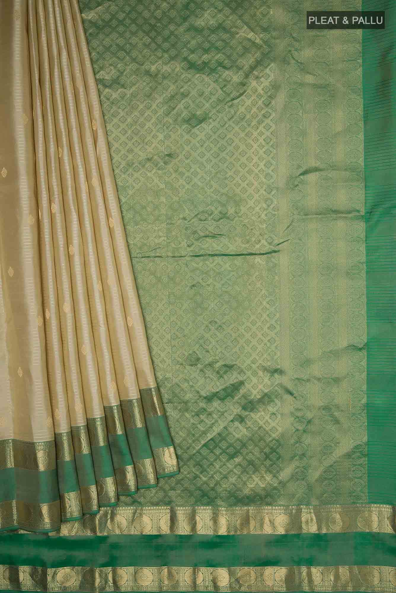 Beige Kanchipuram Silk Saree
