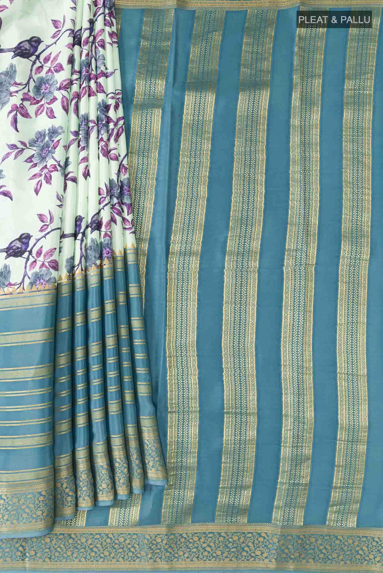 Green Mysore Crepe Saree