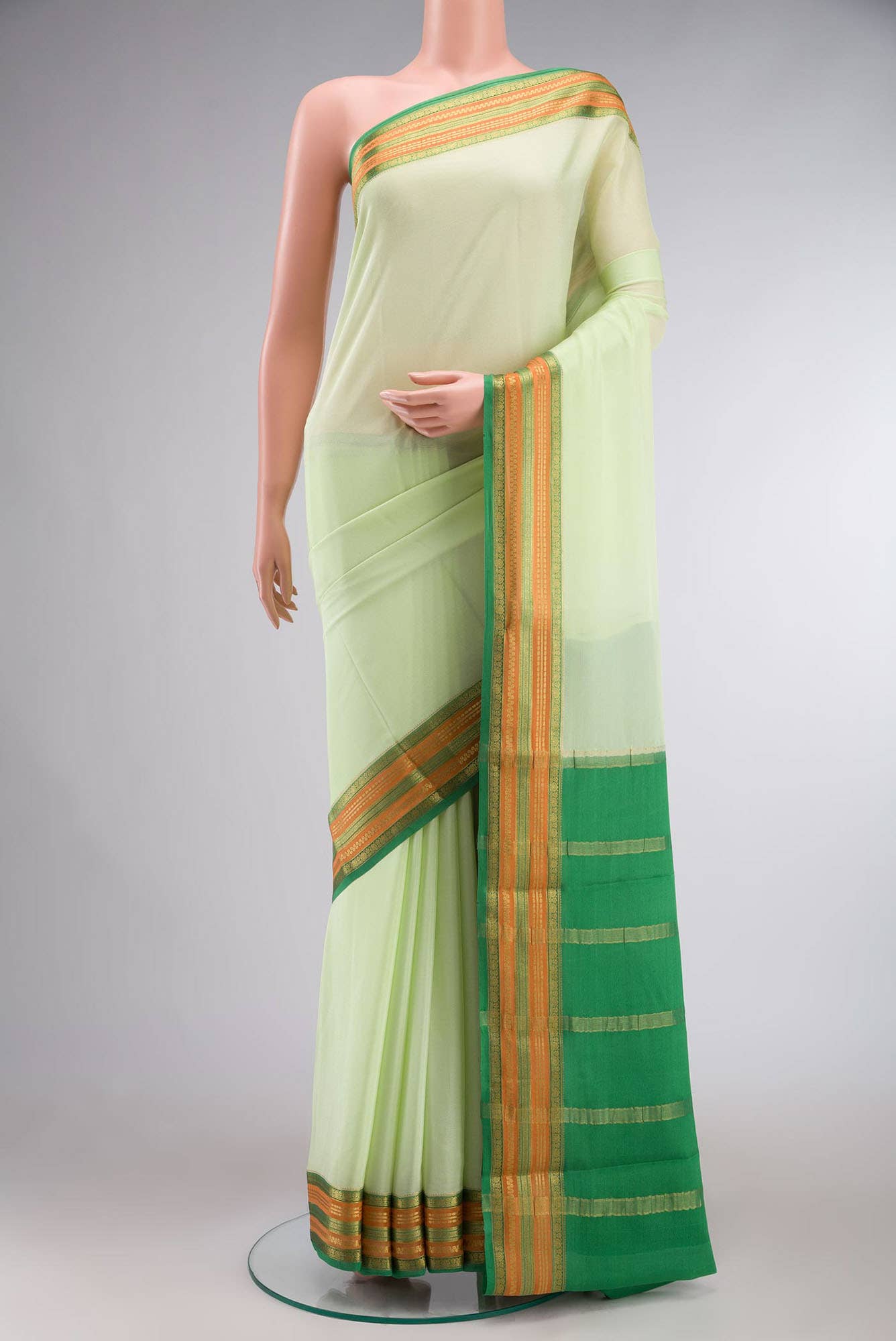 Pista Green Mysore Crepe Saree
