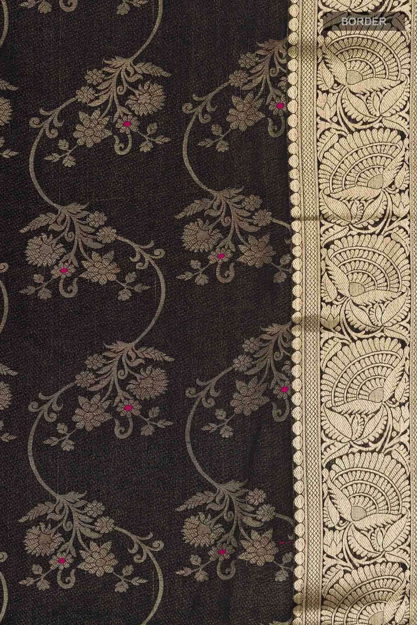 Black Mysore Crepe Saree